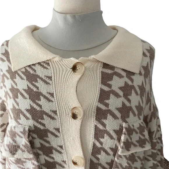 Debut houndstooth shacket/jacket. Small. Oversized. Soft. Button-up. (NWT) - Picture 3 of 16